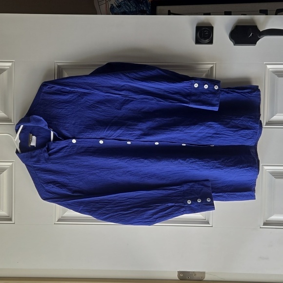 Tommy Bahama 100% Cotton Navy Button Down Tunic - Picture 1 of 6